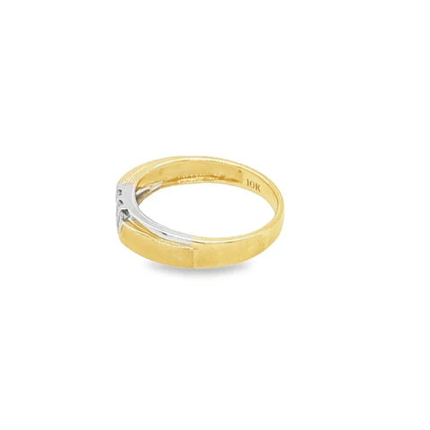 10K Yellow Gold 0.10TDW Women's Diamond Wedding Band With Sand Blast Finish