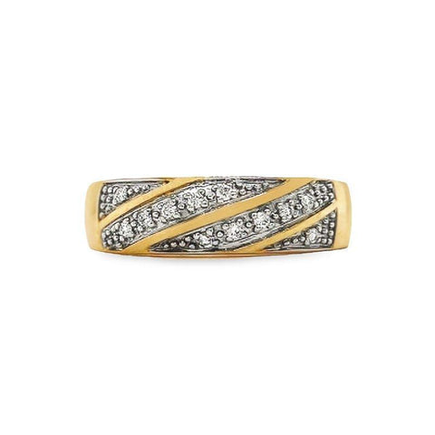 10K Yellow Gold 0.10TDW Mens Diamond Prong Set Wedding Band