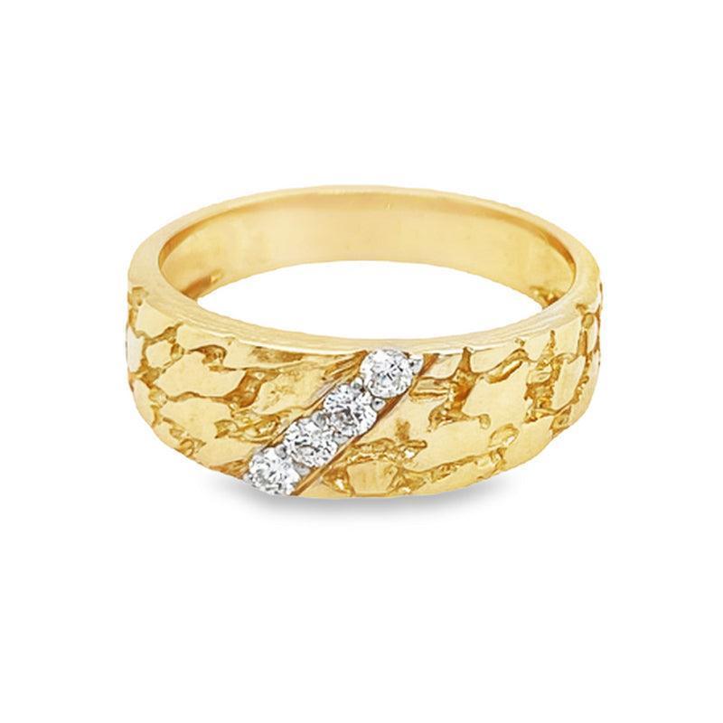 10K Yellow Gold 0.20TDW Nugget Style Mens Diamond Band