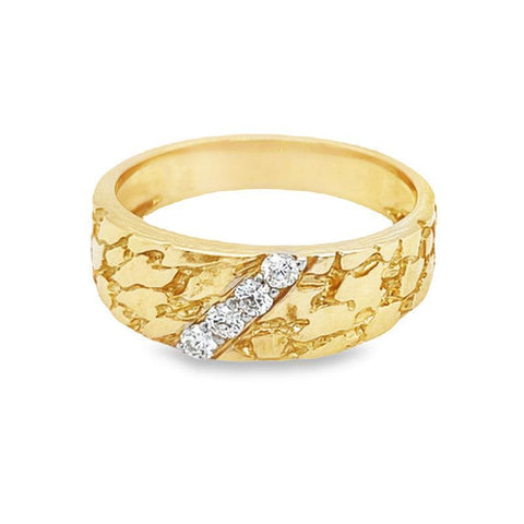 10K Yellow Gold 0.20TDW Nugget Style Mens Diamond Band