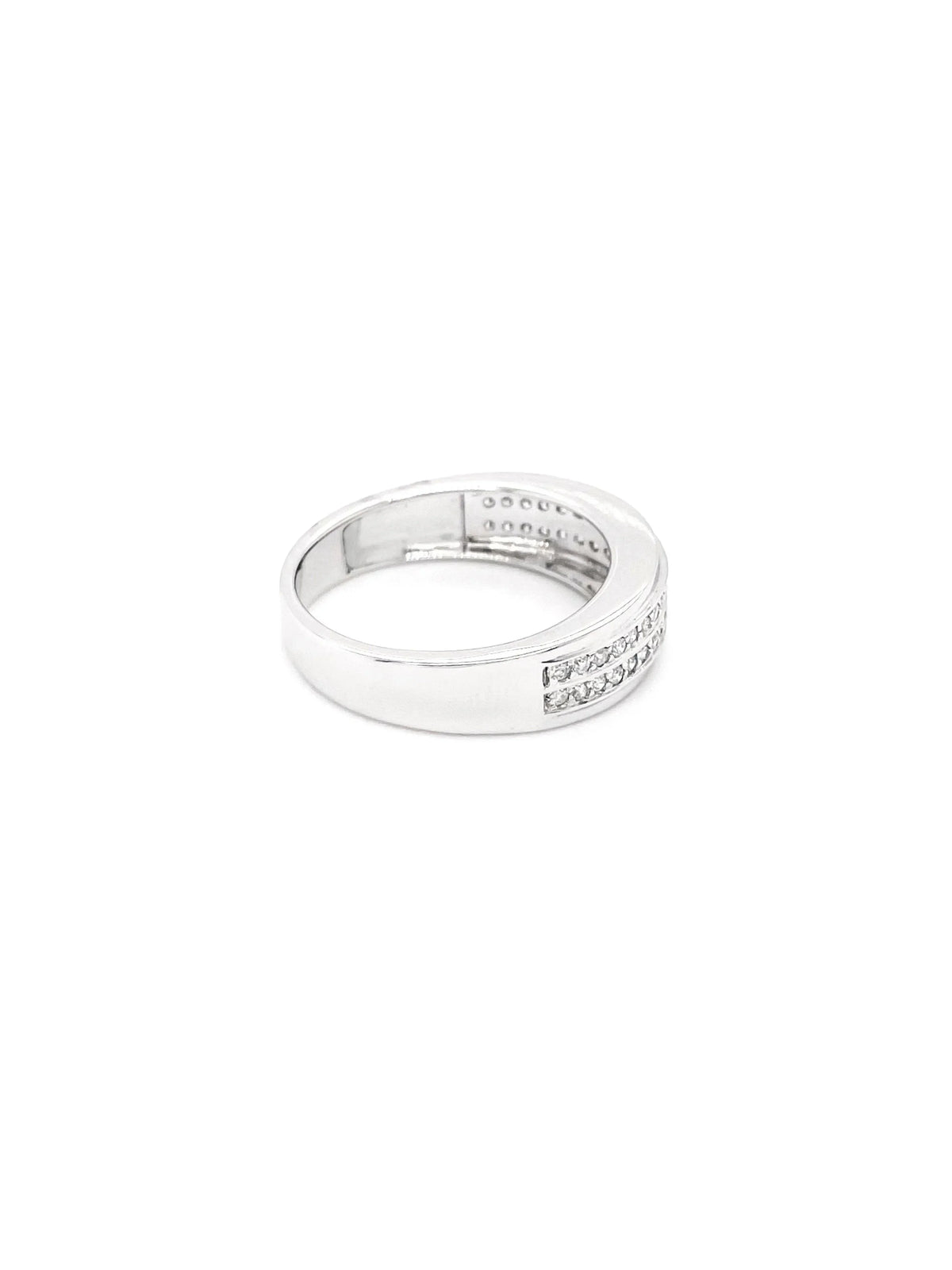 0.50TDW Diamond Men&#39;s Wedding Band in 10K White Gold