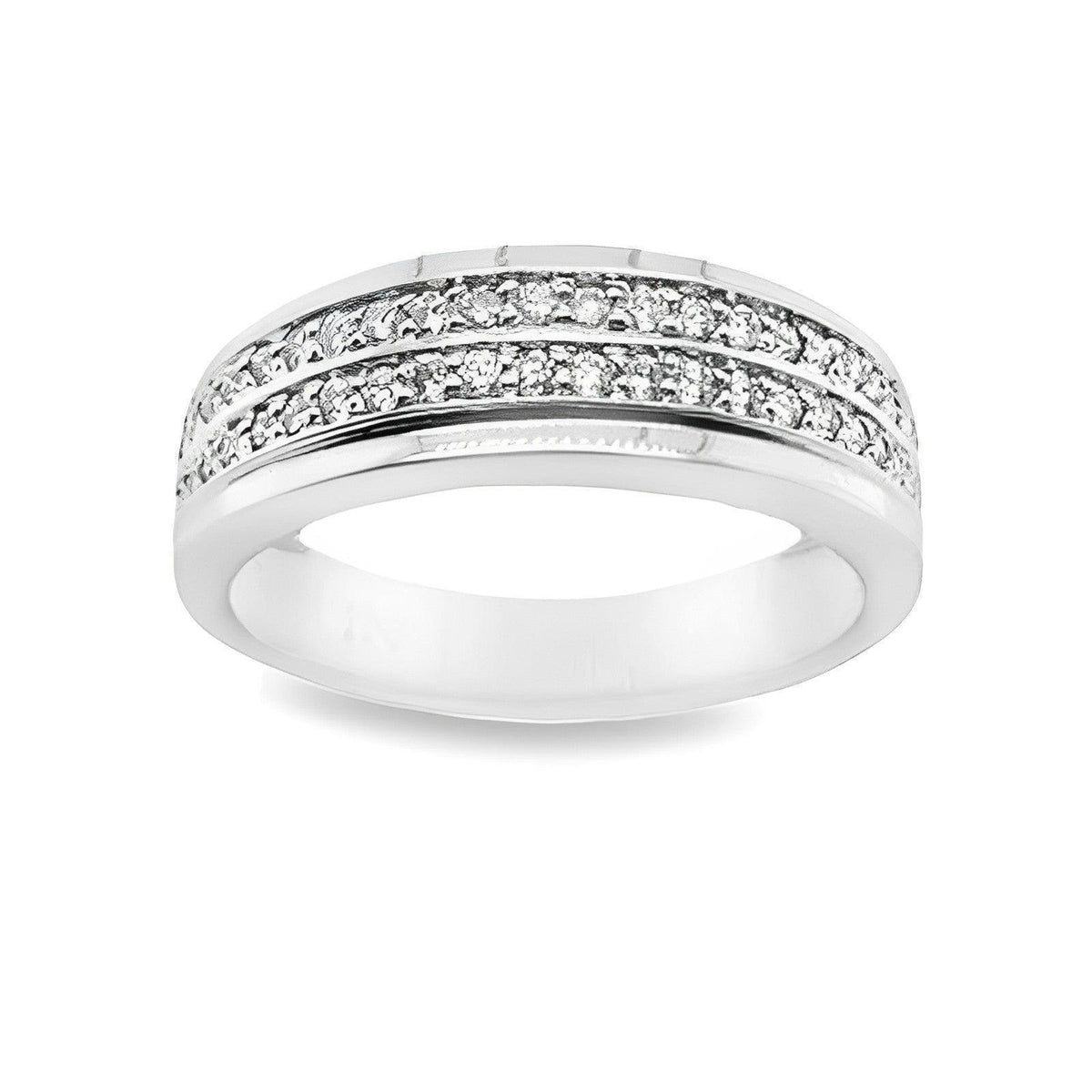0.50TDW Diamond Mens Wedding Band in 10K White Gold