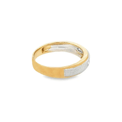 Solid 10K Two Tone Gold Men's Round Diamond Wedding Anniversary Band With 0.25TDW