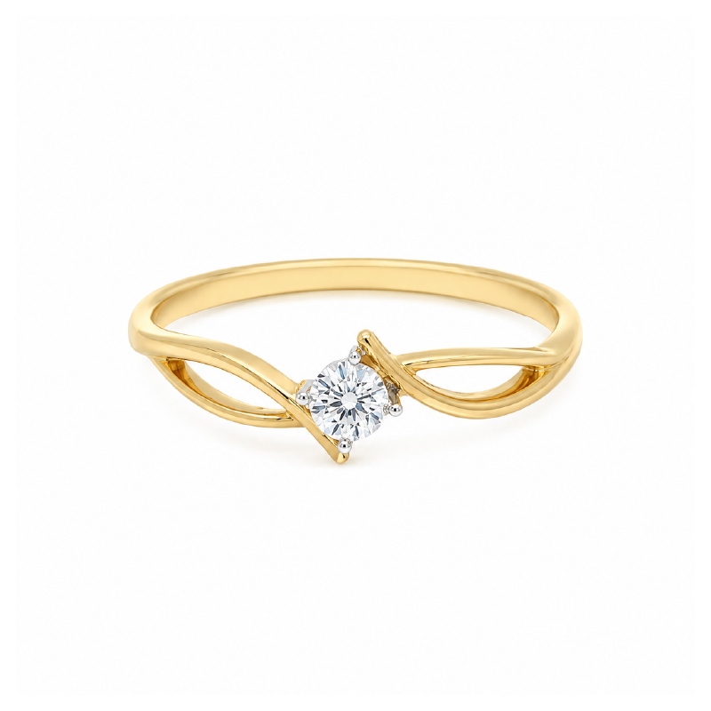 10K Yellow &amp; White Gold 0.05 TDW Diamond Ring