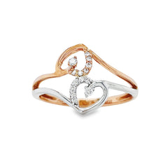 0.08Ct TDW Diamond 10K Rose And White Gold Double Heart Ring