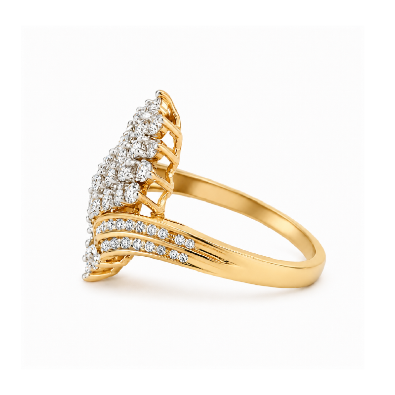 1.08 TDW Diamond Cluster Ring in 10K Yellow &amp; White Gold