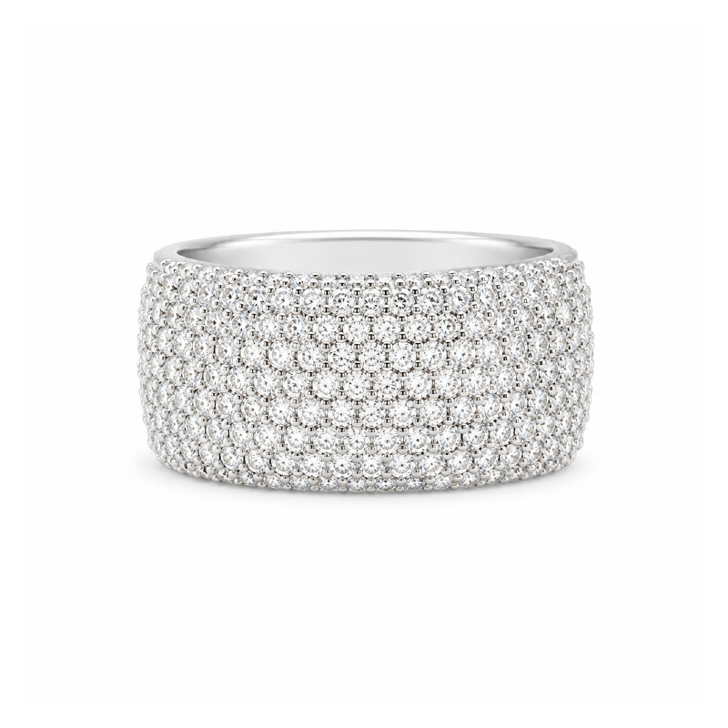 2.00TDW Diamond Pave Broad Band in 14K White Gold