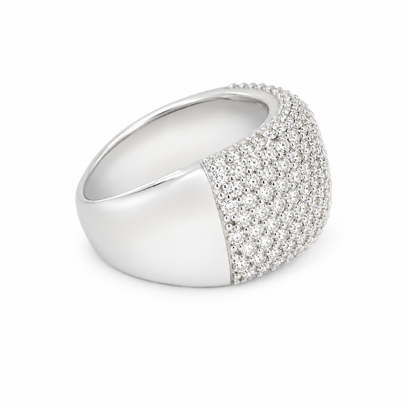 2.00TDW Diamond Pave Broad Band in 14K White Gold 