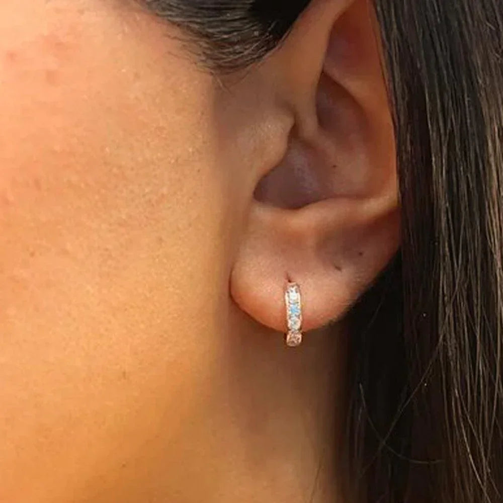 14K Yellow Gold Huggies With Cz