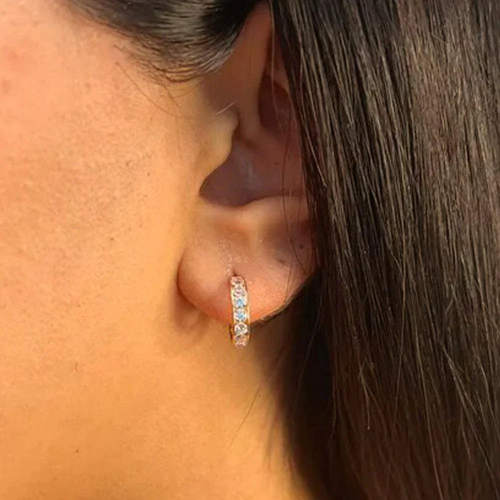 14K Yellow Gold Huggies With Cz