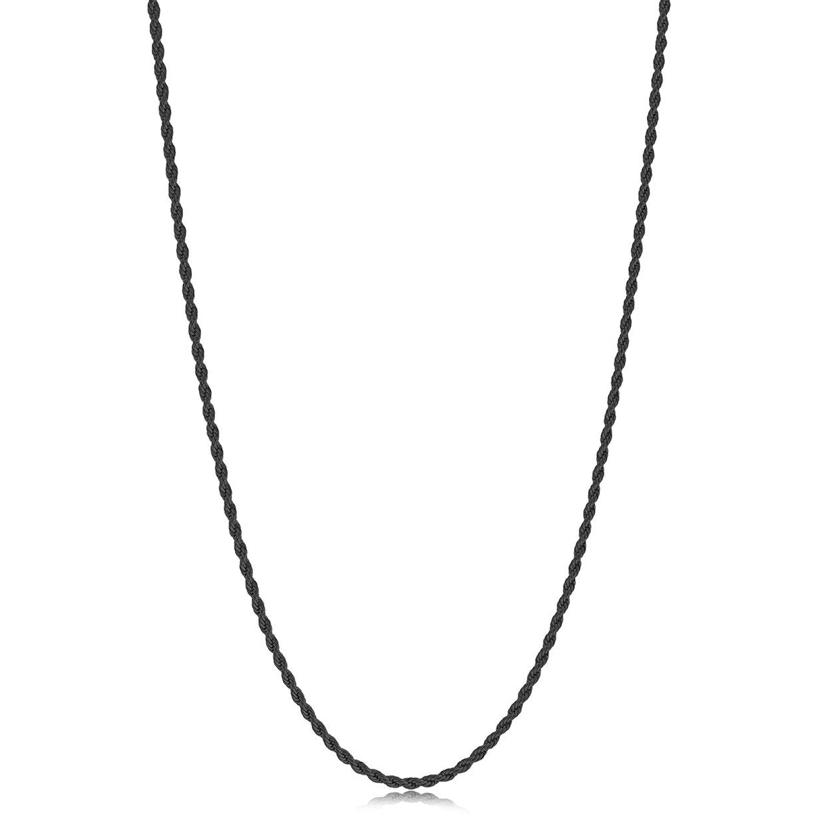 Black IP Stainless Steel 2MM Rope 20" Chain