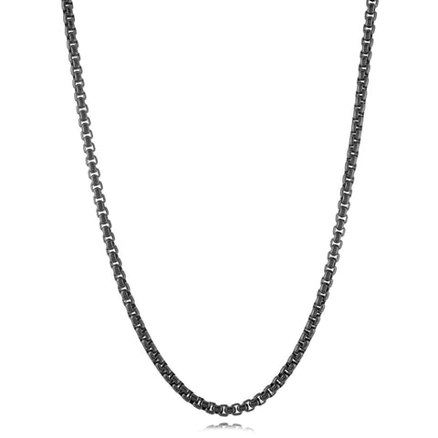 Stainless Steel Black IP Matte Round Box Chain – 3.5mm, 22