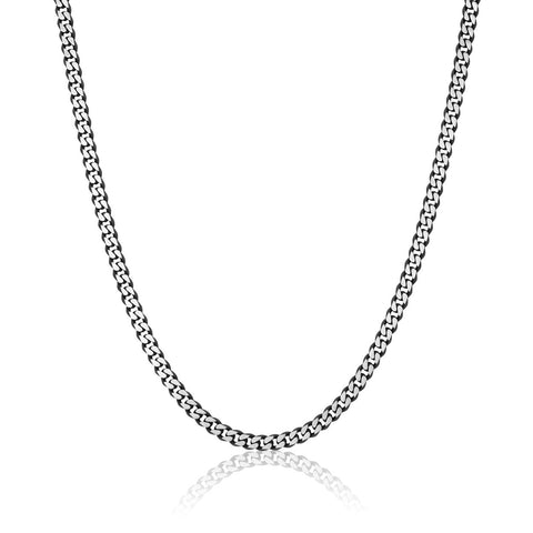 Black IP Brushed Stainless Steel 5.5mm Cuban Chain – Adjustable 22–24