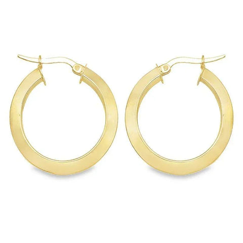 14K Yellow Gold Knife Edge Hoop Earrings