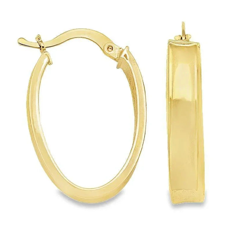 10K 14K Yellow Gold 4.7 MM Oval Hoop Earrings