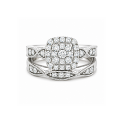 0.50 TDW 10K White Gold Diamond Bridal Set