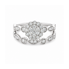 0.50 TDW Floral Diamond Bridal Set in 10K White Gold