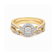 0.50 TDW 14K Yellow Gold Diamond Bridal Set