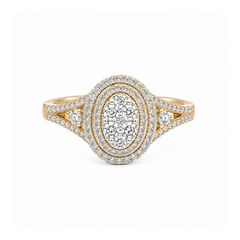 0.50TDW Diamond Cluster Engagement Ring in 10K Yellow Gold