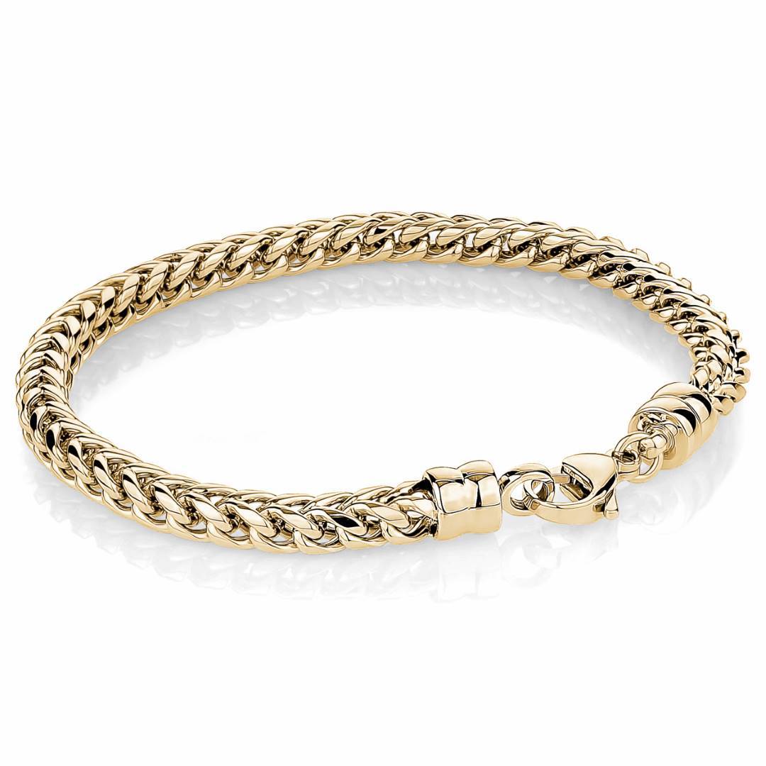 Gold IP Stainless Steel 5mm Franco 8" Bracelet