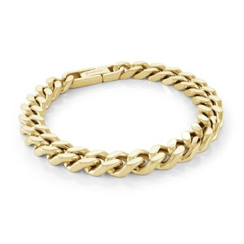 Gold IP Polished Stainless Steel 9.4mm Curb Link 8.5" Bracelet