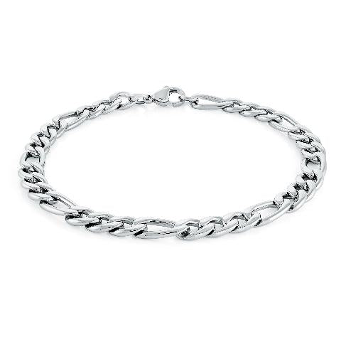 Stainless Steel 6MM Figaro Polished 8.5" Bracelet 