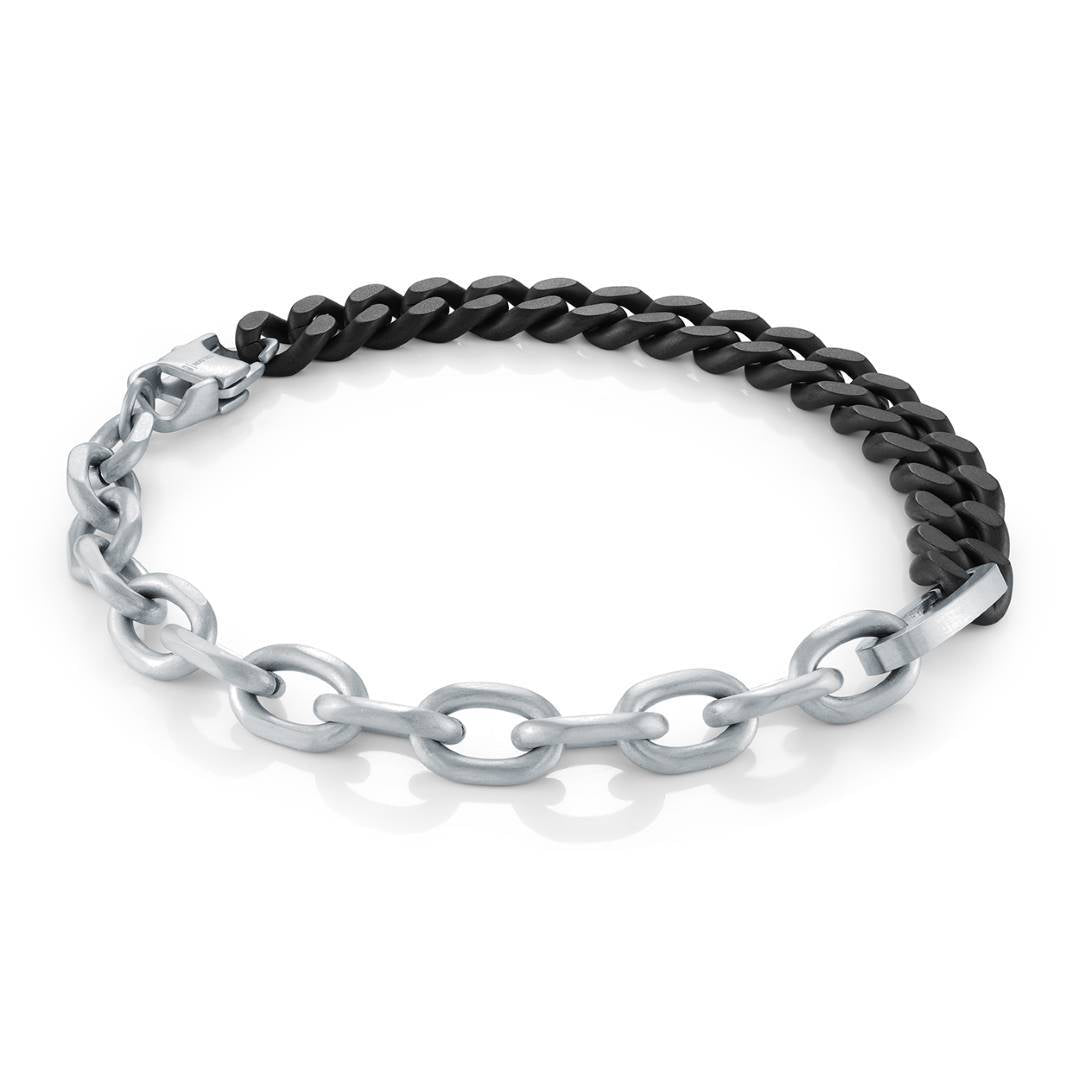 Stainless Steel Gun Metal 8MM-Curb Double Clasp 8" Bracelet