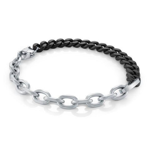 Stainless Steel Gun Metal 8MM-Curb Double Clasp 8