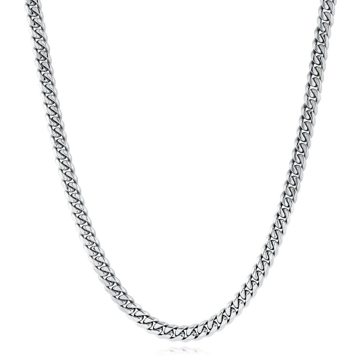 Polished Stainless Steel 7.7mm Curb Chain 22"