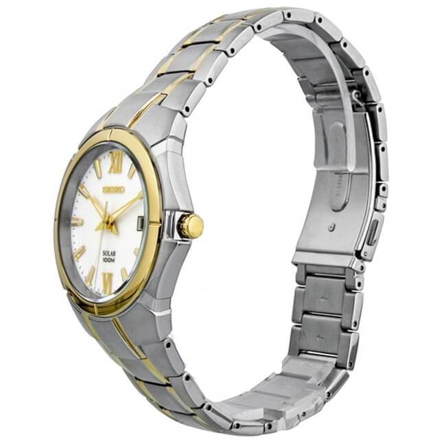 Seiko Solar Two Tone Stainless Steel Men's Watch SNE088