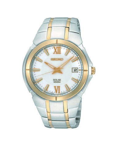 Seiko Solar Two Tone Stainless Steel Men's Watch SNE088