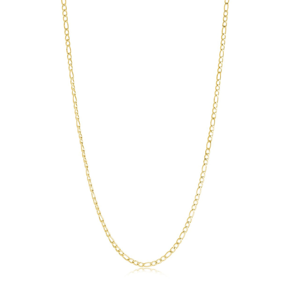 Gold IP Polished Stainless Steel 3mm Figaro 18" Chain