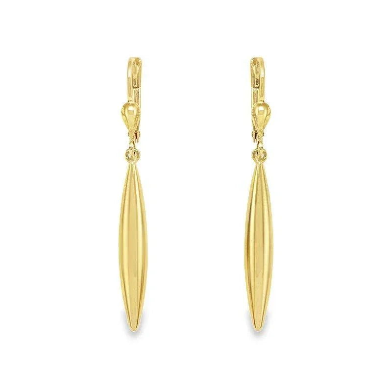 10K Yellow Gold High Polish Long Drop Earrings