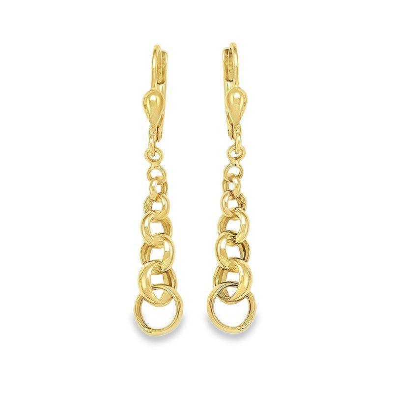 10K Yellow Gold High Polish Link Drop Earrings