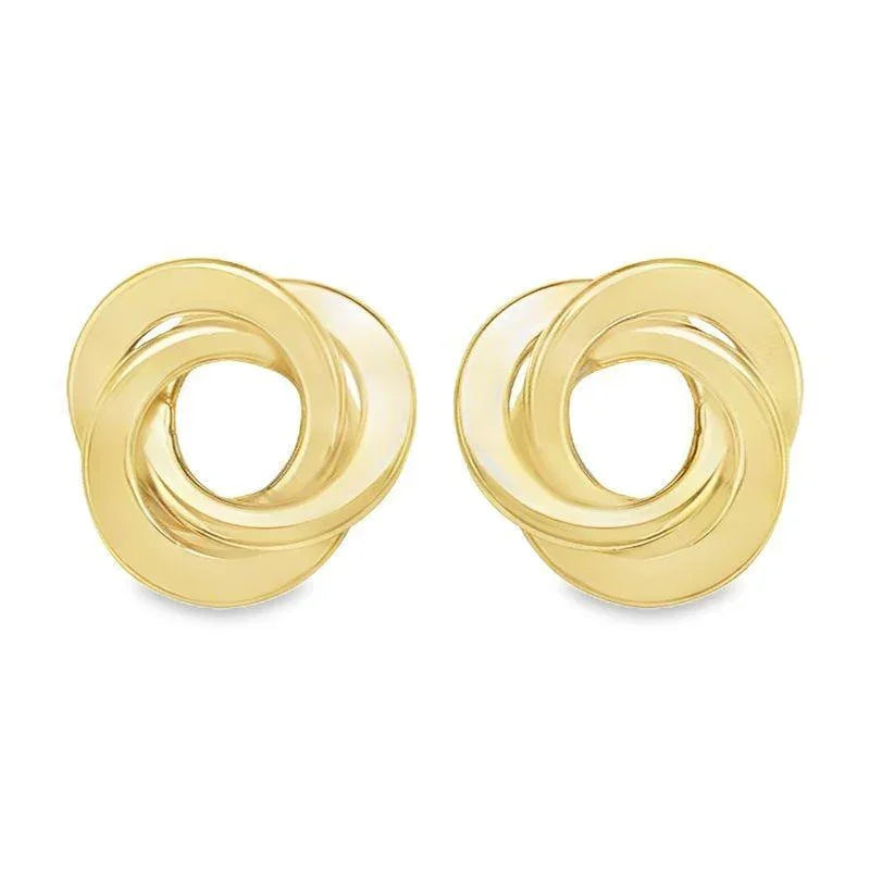 Love Knot Stud Earrings in 14K Yellow Solid Gold