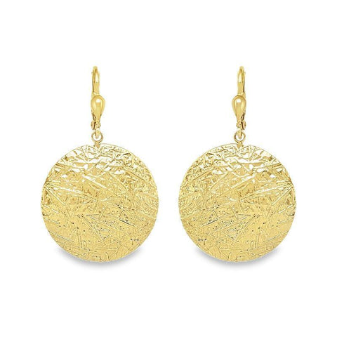 10K Yellow Gold Textured Disc Earrings