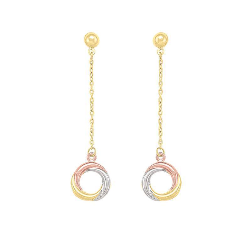 10K Tri-Colour Gold Knot Drop Earrings