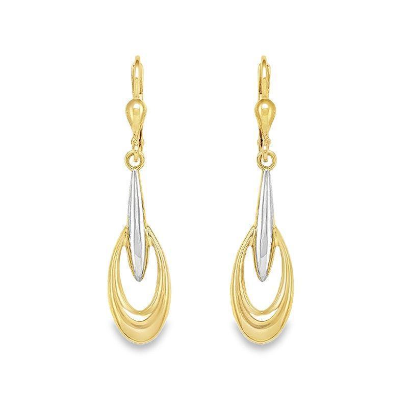 10K Yellow and White Gold Fancy Drop Earrings 