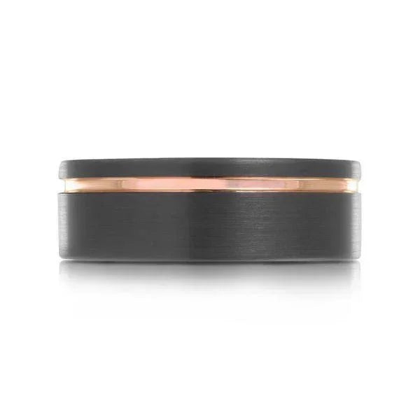 8mm Black &amp; Rose Plated Tungsten Carbide Wedding Band