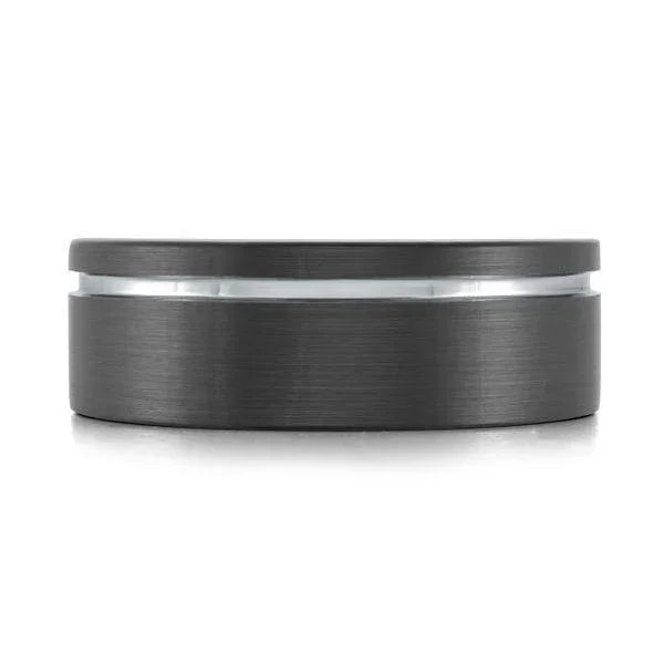 8mm Black Tungsten Carbide Wedding Band with Satin Finish