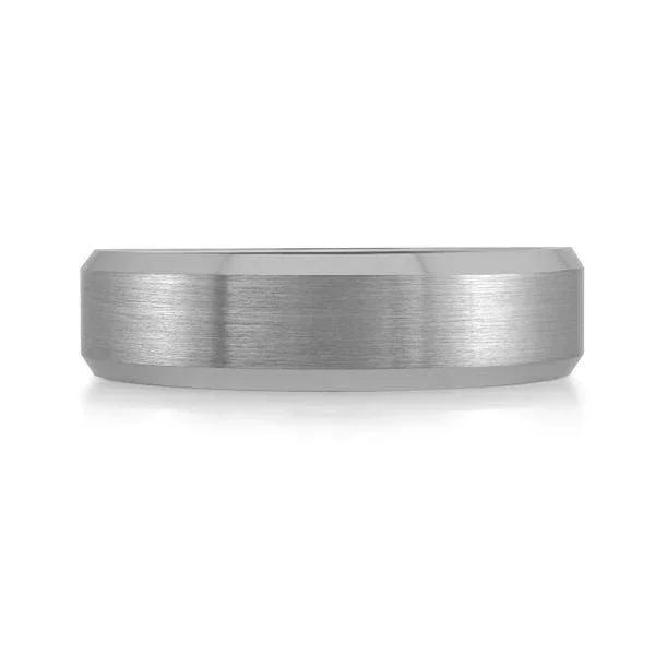 6mm Gray Tungsten Carbide Band with Brushed Center and Polished Edges