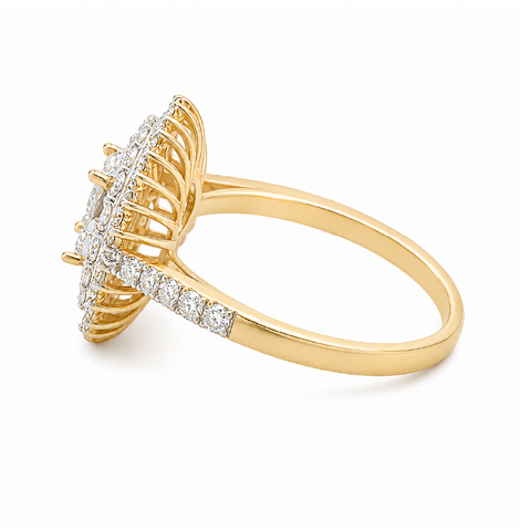10K Yellow Gold 1.00TDW Diamond Dazzler Ring