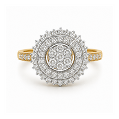 10K Yellow Gold 1.00TDW Diamond Dazzler Ring