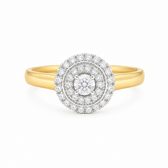 10K Yellow Gold 0.25TDW Diamond Halo Ladies Ring