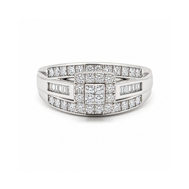 0.50TDW Diamond Illusion Set Bridal Ring in 10K White Gold