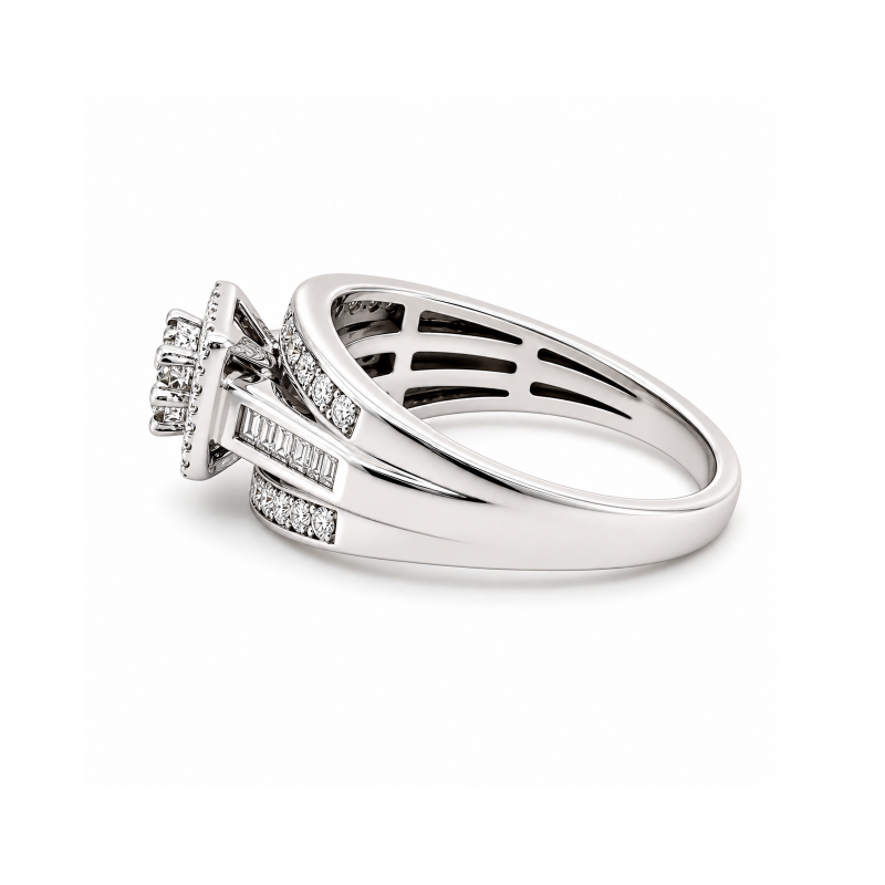 0.50TDW Diamond Illusion Set Bridal Ring in 10K White Gold 