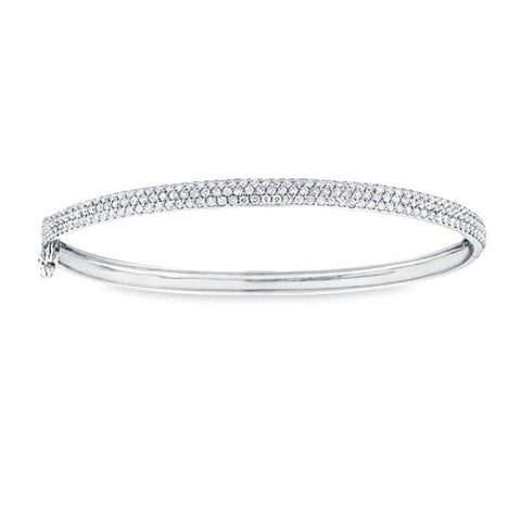 10K White Gold 1.50TDW Carat Diamond Pave Set Bangle