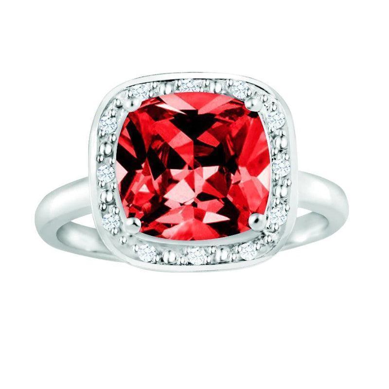 July Birthstone Ring with Diamond Accent set in Sterling Silver