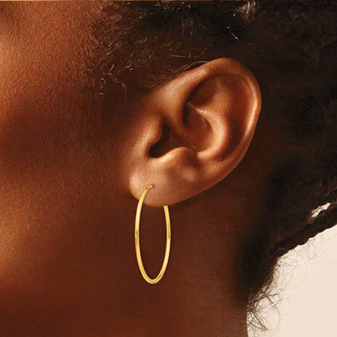 10K Yellow Gold 17mm Sleeper Earrings