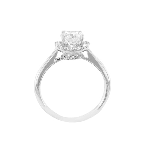 14K White Gold 1.26TDW Canadian Diamond Solitaire Halo Ring